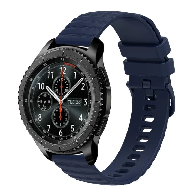 Samsung Galaxy Watch3 45mm、Samsung Galaxy Watch 46mm、Samsung Gear S3 Classic、Samsung Gear S3 Frontier用 22mm ウェービードットパターン ソリッドカラー シリコンウォッチバンド