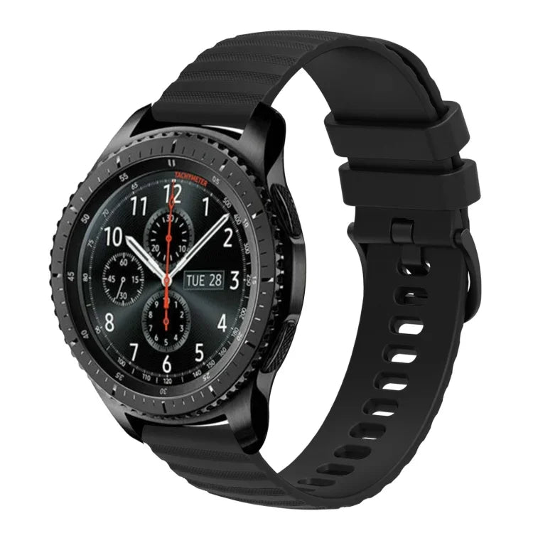 Samsung Galaxy Watch3 45mm、Samsung Galaxy Watch 46mm、Samsung Gear S3 Classic、Samsung Gear S3 Frontier用 22mm ウェービードットパターン ソリッドカラー シリコンウォッチバンド