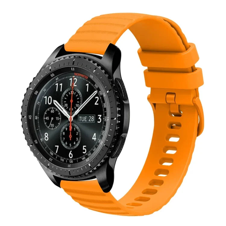 Samsung Galaxy Watch3 45mm、Samsung Galaxy Watch 46mm、Samsung Gear S3 Classic、Samsung Gear S3 Frontier用 22mm ウェービードットパターン ソリッドカラー シリコンウォッチバンド