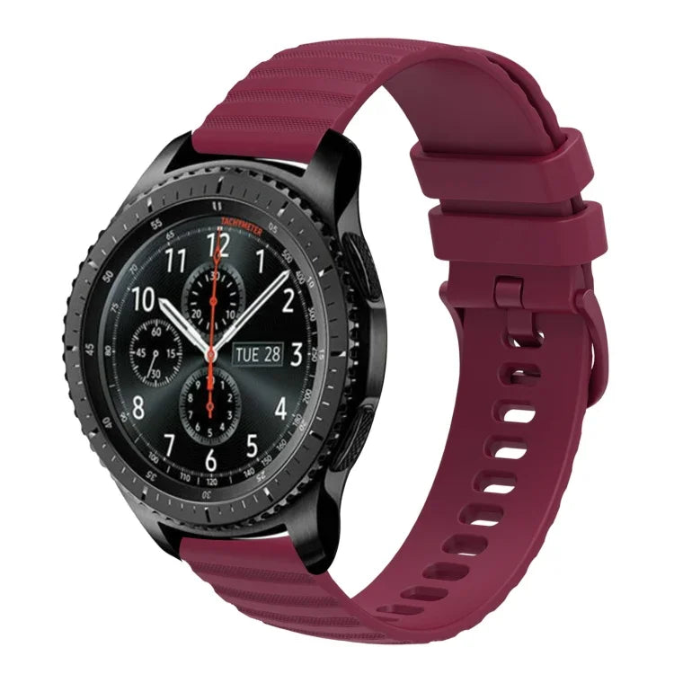 Samsung Galaxy Watch3 45mm、Samsung Galaxy Watch 46mm、Samsung Gear S3 Classic、Samsung Gear S3 Frontier用 22mm ウェービードットパターン ソリッドカラー シリコンウォッチバンド
