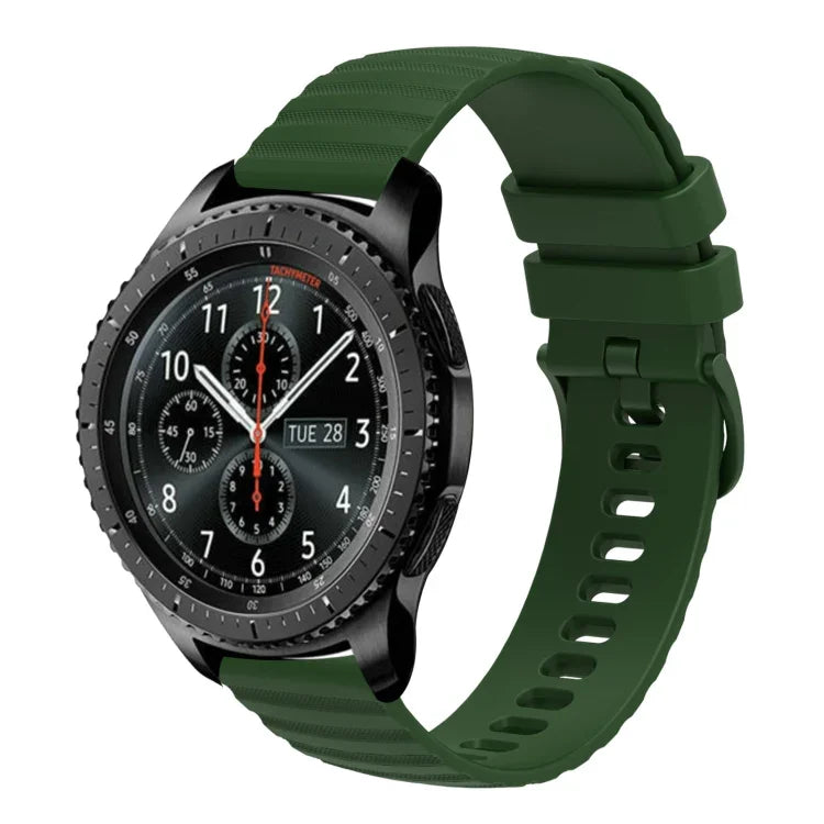 Samsung Galaxy Watch3 45mm、Samsung Galaxy Watch 46mm、Samsung Gear S3 Classic、Samsung Gear S3 Frontier用 22mm ウェービードットパターン ソリッドカラー シリコンウォッチバンド