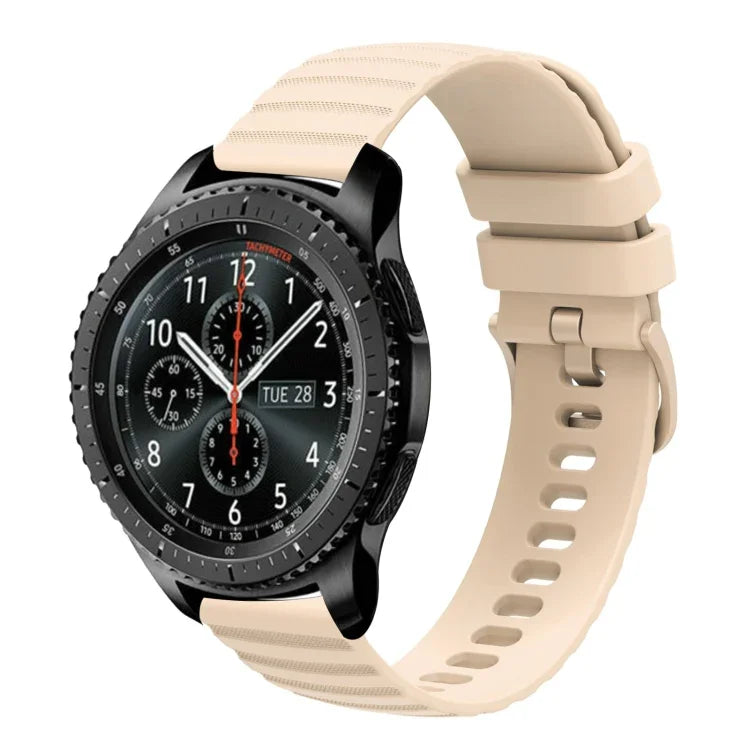 Samsung Galaxy Watch3 45mm、Samsung Galaxy Watch 46mm、Samsung Gear S3 Classic、Samsung Gear S3 Frontier用 22mm ウェービードットパターン ソリッドカラー シリコンウォッチバンド