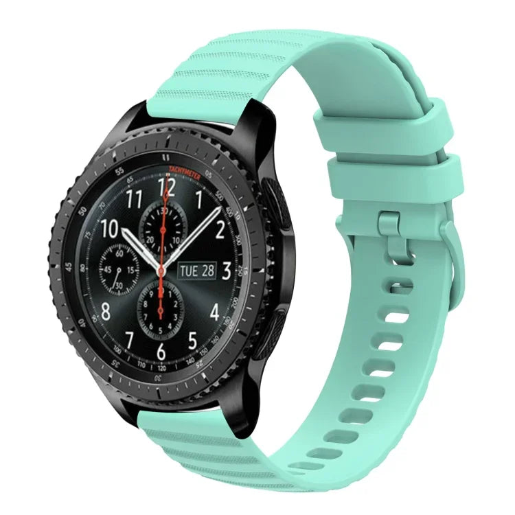 Samsung Galaxy Watch3 45mm、Samsung Galaxy Watch 46mm、Samsung Gear S3 Classic、Samsung Gear S3 Frontier用 22mm ウェービードットパターン ソリッドカラー シリコンウォッチバンド