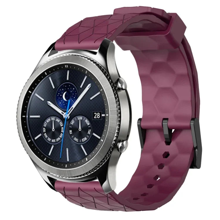 22mmサッカーパターン単色シリコンウォッチバンド、Samsung Galaxy Watch3 45mm 用、Samsung Galaxy Watch 46mm 用、Samsung Gear S3 Classic 用、Samsung Gear S3 Frontier 用