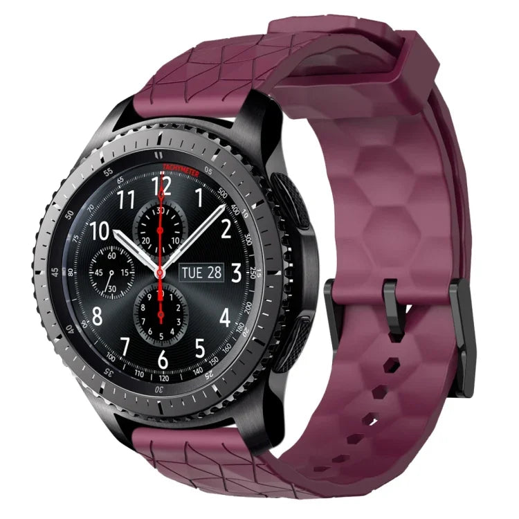 22mmサッカーパターン単色シリコンウォッチバンド、Samsung Galaxy Watch3 45mm 用、Samsung Galaxy Watch 46mm 用、Samsung Gear S3 Classic 用、Samsung Gear S3 Frontier 用