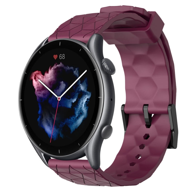 22mm Football Pattern Solid Color Silicone Watch Band, For Amazfit GTR 2, For Amazfit 3