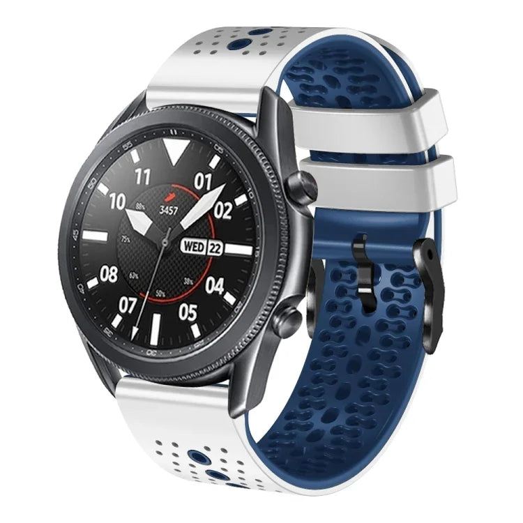 Samsung Galaxy Watch3 45mm、Samsung Galaxy Watch 46mm、Samsung Gear S3 Classic、Samsung Gear S3 Frontier用 22mm パーフォレーテッド ツーカラー シリコンウォッチバンド