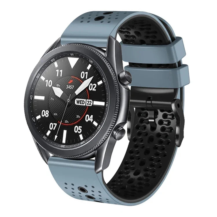 Samsung Galaxy Watch3 45mm、Samsung Galaxy Watch 46mm、Samsung Gear S3 Classic、Samsung Gear S3 Frontier用 22mm パーフォレーテッド ツーカラー シリコンウォッチバンド