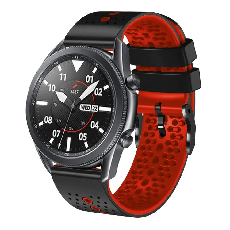 Samsung Galaxy Watch3 45mm、Samsung Galaxy Watch 46mm、Samsung Gear S3 Classic、Samsung Gear S3 Frontier用 22mm パーフォレーテッド ツーカラー シリコンウォッチバンド