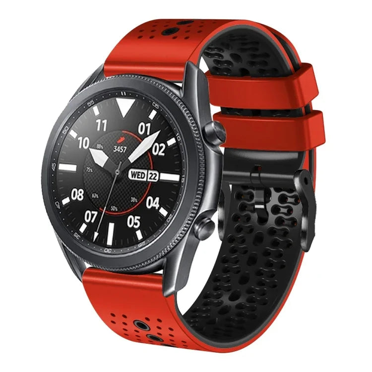 Samsung Galaxy Watch3 45mm、Samsung Galaxy Watch 46mm、Samsung Gear S3 Classic、Samsung Gear S3 Frontier用 22mm パーフォレーテッド ツーカラー シリコンウォッチバンド