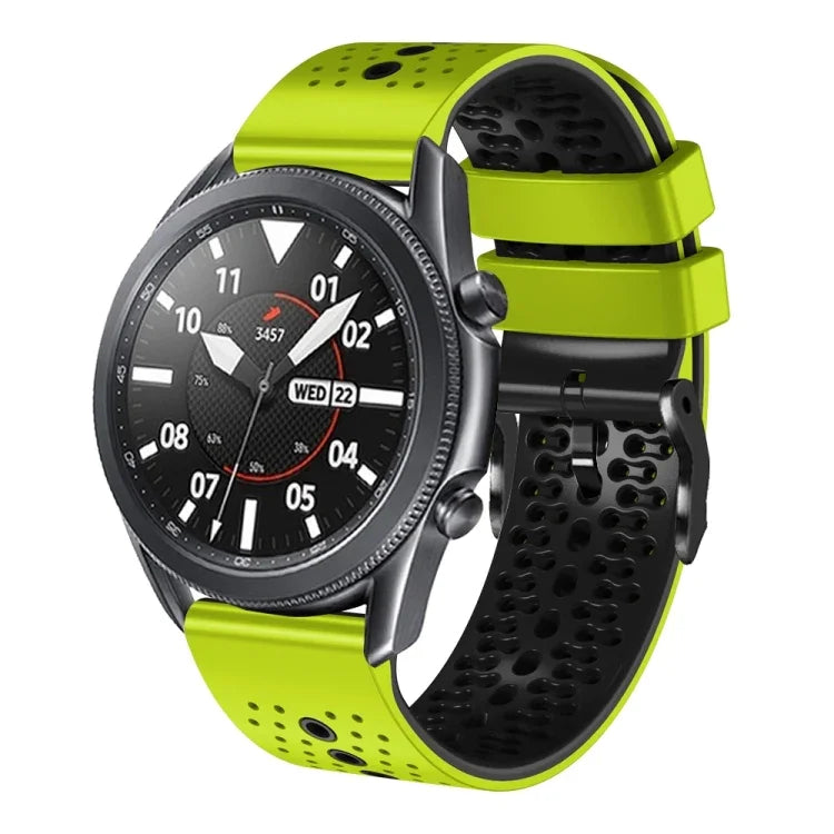 Samsung Galaxy Watch3 45mm、Samsung Galaxy Watch 46mm、Samsung Gear S3 Classic、Samsung Gear S3 Frontier用 22mm パーフォレーテッド ツーカラー シリコンウォッチバンド