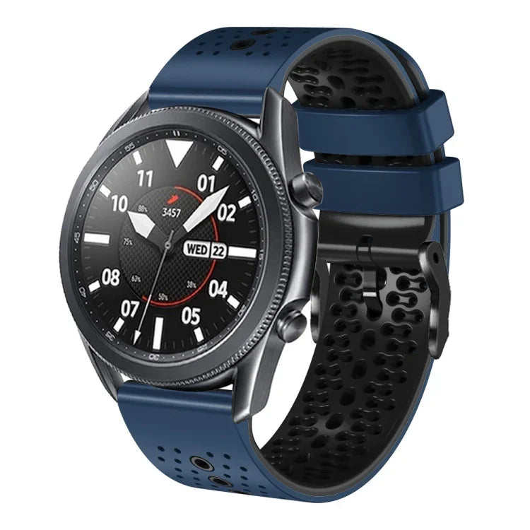 Samsung Galaxy Watch3 45mm、Samsung Galaxy Watch 46mm、Samsung Gear S3 Classic、Samsung Gear S3 Frontier用 22mm パーフォレーテッド ツーカラー シリコンウォッチバンド