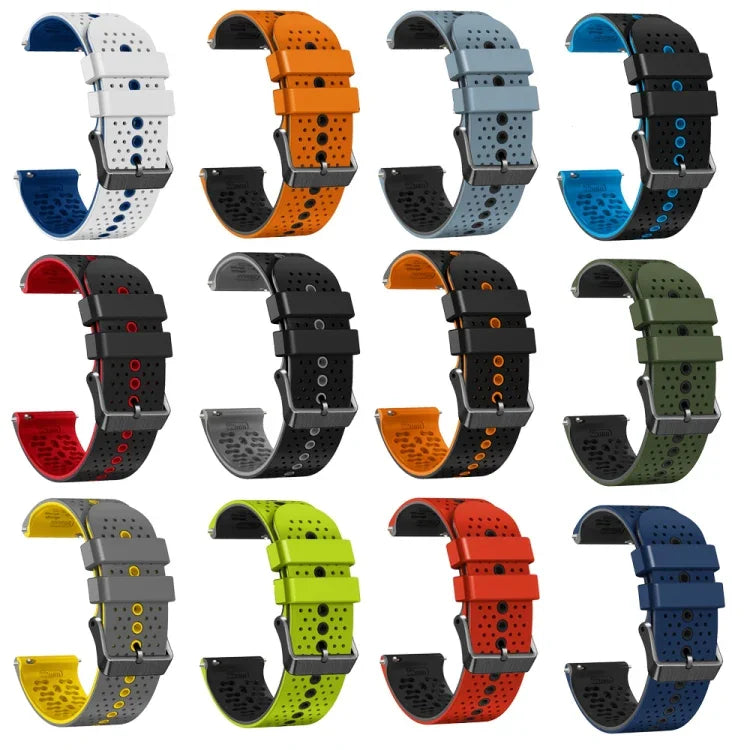 Samsung Galaxy Watch3 45mm、Samsung Galaxy Watch 46mm、Samsung Gear S3 Classic、Samsung Gear S3 Frontier用 22mm パーフォレーテッド ツーカラー シリコンウォッチバンド
