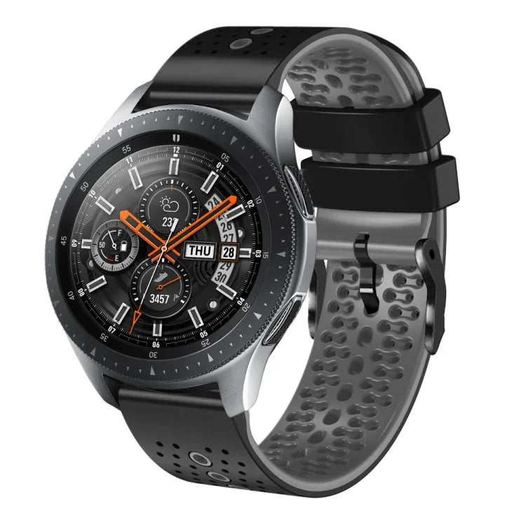 Samsung Galaxy Watch3 45mm、Samsung Galaxy Watch 46mm、Samsung Gear S3 Classic、Samsung Gear S3 Frontier用 22mm パーフォレーテッド ツーカラー シリコンウォッチバンド