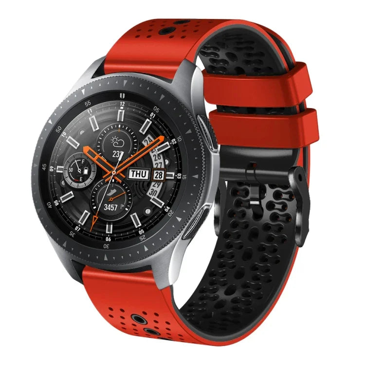 Samsung Galaxy Watch3 45mm、Samsung Galaxy Watch 46mm、Samsung Gear S3 Classic、Samsung Gear S3 Frontier用 22mm パーフォレーテッド ツーカラー シリコンウォッチバンド