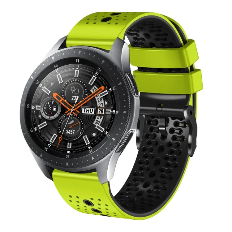 Samsung Galaxy Watch3 45mm、Samsung Galaxy Watch 46mm、Samsung Gear S3 Classic、Samsung Gear S3 Frontier用 22mm パーフォレーテッド ツーカラー シリコンウォッチバンド