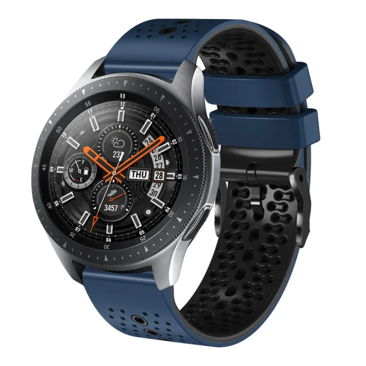 Samsung Galaxy Watch3 45mm、Samsung Galaxy Watch 46mm、Samsung Gear S3 Classic、Samsung Gear S3 Frontier用 22mm パーフォレーテッド ツーカラー シリコンウォッチバンド