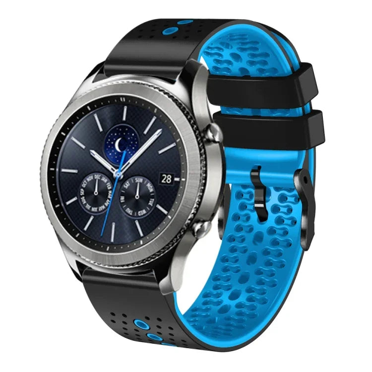Samsung Galaxy Watch3 45mm、Samsung Galaxy Watch 46mm、Samsung Gear S3 Classic、Samsung Gear S3 Frontier用 22mm パーフォレーテッド ツーカラー シリコンウォッチバンド