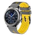 Samsung Galaxy Watch3 45mm、Samsung Galaxy Watch 46mm、Samsung Gear S3 Classic、Samsung Gear S3 Frontier用 22mm パーフォレーテッド ツーカラー シリコンウォッチバンド