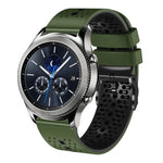 Samsung Galaxy Watch3 45mm、Samsung Galaxy Watch 46mm、Samsung Gear S3 Classic、Samsung Gear S3 Frontier用 22mm パーフォレーテッド ツーカラー シリコンウォッチバンド