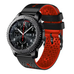 Samsung Galaxy Watch3 45mm、Samsung Galaxy Watch 46mm、Samsung Gear S3 Classic、Samsung Gear S3 Frontier用 22mm パーフォレーテッド ツーカラー シリコンウォッチバンド