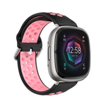 Two-Color Perforated Breathable Silicone Watch Band, For Fitbit Sense