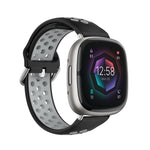 Two-Color Perforated Breathable Silicone Watch Band, For Fitbit Sense