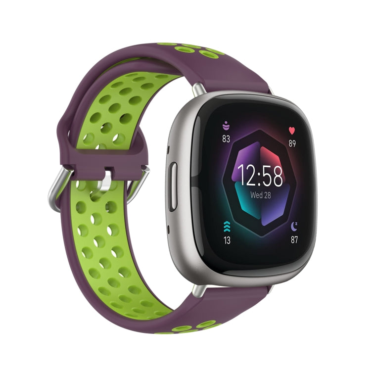Two-Color Perforated Breathable Silicone Watch Band, For Fitbit Sense