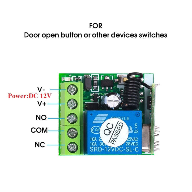 DC12V 1CH RF Remote Control Switch / 10A Relay / 433MHZ Switch Receiver