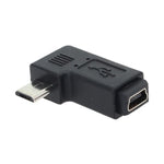 90度 ミニ USB メス から マイクロ USB オス アダプター