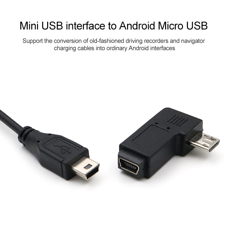90度 ミニ USB メス から マイクロ USB オス アダプター