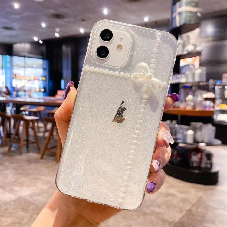 Pearl Bow Glitter Epoxy TPU Phone Case, For iPhone 14 Pro Max, For iPhone 14 Plus, For iPhone 14 Pro, For iPhone 14, For iPhone 13 Pro Max, For iPhone 13 Pro, For iPhone 13, For iPhone 13 mini, For iPhone 12 Pro Max, For iPhone 12 Pro, For iPhone 12   ...