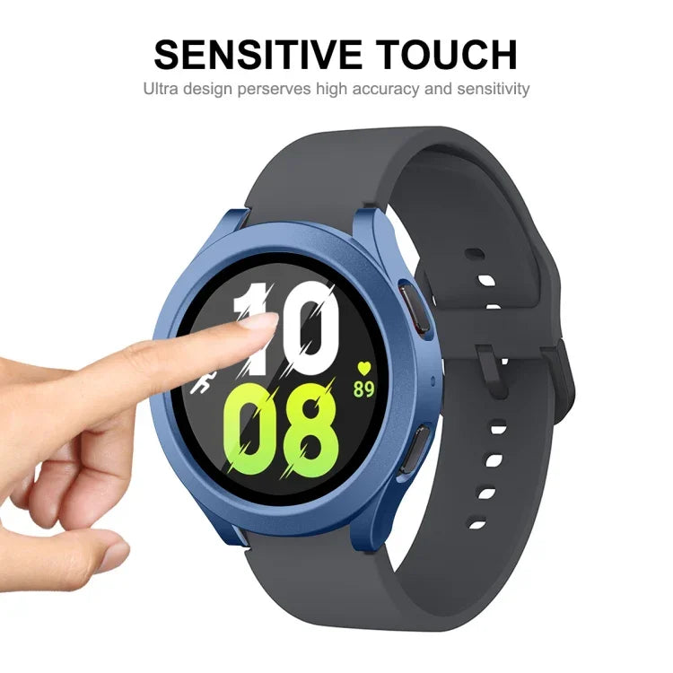 Samsung Galaxy Watch4/5 44mm用 ENKAY Hat-Prince 防水 フルカバレッジ PCフレーム + 9H 強化ガラス ケース