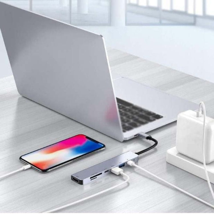 USB C ハブ 7-in-1 USB C マルチポートアダプター HDMI 100W PD と SD/TFカードリーダー付き