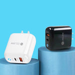 PD04 PD20W + QC18W モバイルフォン充電器 LEDインジケーター付き、USプラグ、USプラグ