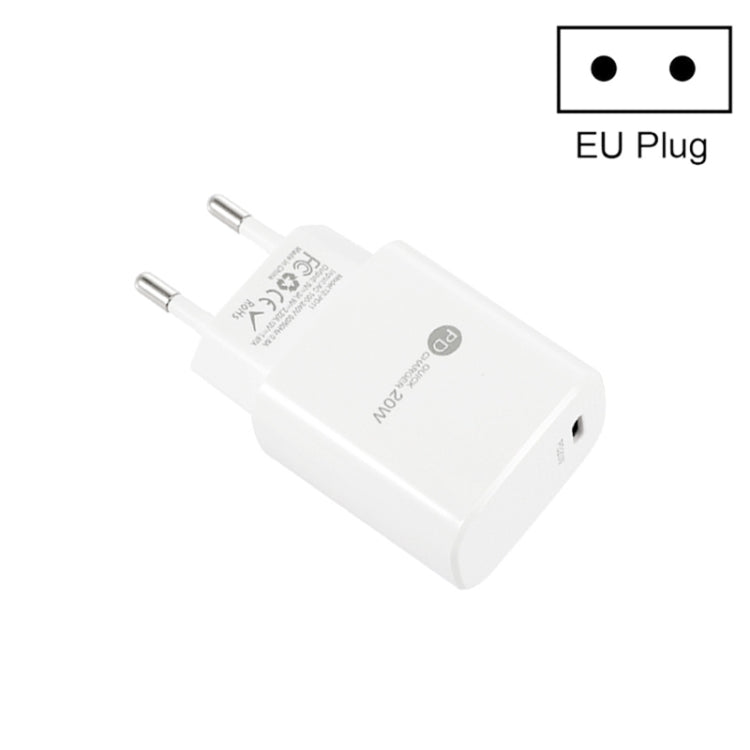PD11 ミニ シングルポート PD3.0 USB-C / Type-C 20W 急速充電器 iPhone / iPadシリーズ用、EUプラグ、EUプラグ