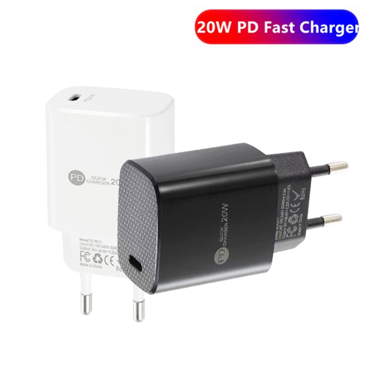 PD11 ミニ シングルポート PD3.0 USB-C / Type-C 20W 急速充電器 iPhone / iPadシリーズ用、EUプラグ、EUプラグ