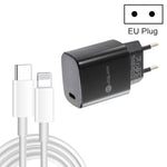 PD11 シングル PD3.0 USB-C / Type-C 20W 急速充電器 1m Type-C to 8ピンデータケーブル付き、EUプラグ、EUプラグ + Type-C to 8ピンケーブル