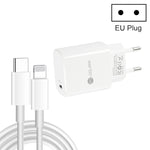 PD11 シングル PD3.0 USB-C / Type-C 20W 急速充電器 1m Type-C to 8ピンデータケーブル付き、EUプラグ、EUプラグ + Type-C to 8ピンケーブル