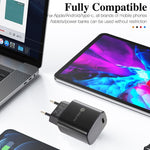 PD11 シングル PD3.0 USB-C / Type-C 20W 急速充電器 1m Type-C to 8ピンデータケーブル付き、EUプラグ、EUプラグ + Type-C to 8ピンケーブル