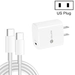 PD11 シングル PD3.0 USB-C / Type-C 20W 急速充電器 1m Type-C to Type-C データケーブル付き、USプラグ、USプラグ + Type-C to Type-C ケーブル