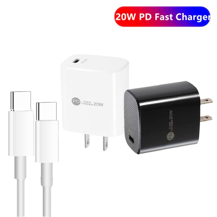 PD11 シングル PD3.0 USB-C / Type-C 20W 急速充電器 1m Type-C to Type-C データケーブル付き、USプラグ、USプラグ + Type-C to Type-C ケーブル
