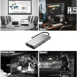 USB Cハブ、USB Cアダプター 11-in-1ドングル 4K HDMI、VGA、Type C PD、USB3.0、RJ45イーサネット、SD/TFカードリーダー、3.5mm AUX、MacBook Pro/Airおよびその他のType Cノートパソコン対応ドッキングステーション