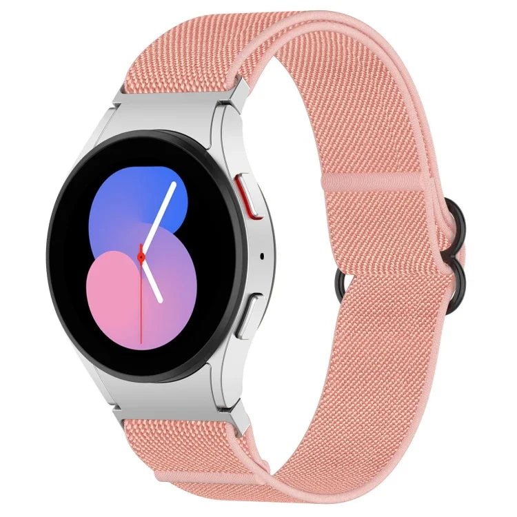 ナイロンストレッチ ブラックバックルウォッチバンド Samsung Galaxy Watch 5 Pro 45mm用、Samsung Galaxy Watch 5 44mm用、Samsung Galaxy Watch 5 40mm用、Samsung Galaxy Watch 4 44mm用、Samsung Galaxy Watch 4 40mm用、Samsung Galaxy Watch 4 Classic 42mm用