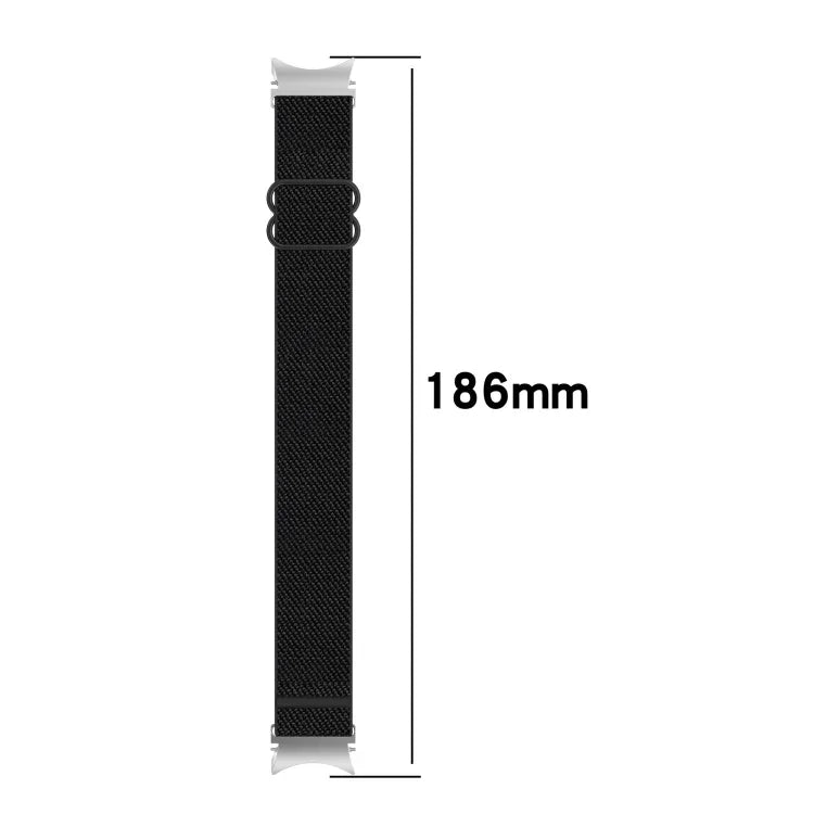 ナイロンストレッチ ブラックバックルウォッチバンド Samsung Galaxy Watch 5 Pro 45mm用、Samsung Galaxy Watch 5 44mm用、Samsung Galaxy Watch 5 40mm用、Samsung Galaxy Watch 4 44mm用、Samsung Galaxy Watch 4 40mm用、Samsung Galaxy Watch 4 Classic 42mm用