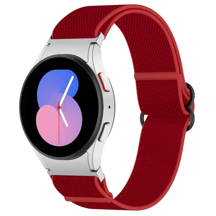 ナイロンストレッチ ブラックバックルウォッチバンド Samsung Galaxy Watch 5 Pro 45mm用、Samsung Galaxy Watch 5 44mm用、Samsung Galaxy Watch 5 40mm用、Samsung Galaxy Watch 4 44mm用、Samsung Galaxy Watch 4 40mm用、Samsung Galaxy Watch 4 Classic 42mm用