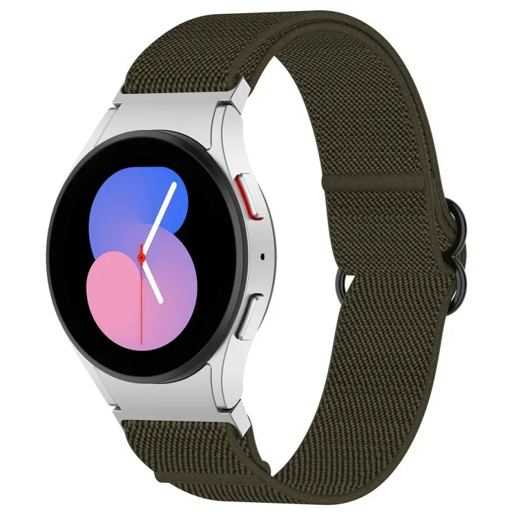 ナイロンストレッチ ブラックバックルウォッチバンド Samsung Galaxy Watch 5 Pro 45mm用、Samsung Galaxy Watch 5 44mm用、Samsung Galaxy Watch 5 40mm用、Samsung Galaxy Watch 4 44mm用、Samsung Galaxy Watch 4 40mm用、Samsung Galaxy Watch 4 Classic 42mm用