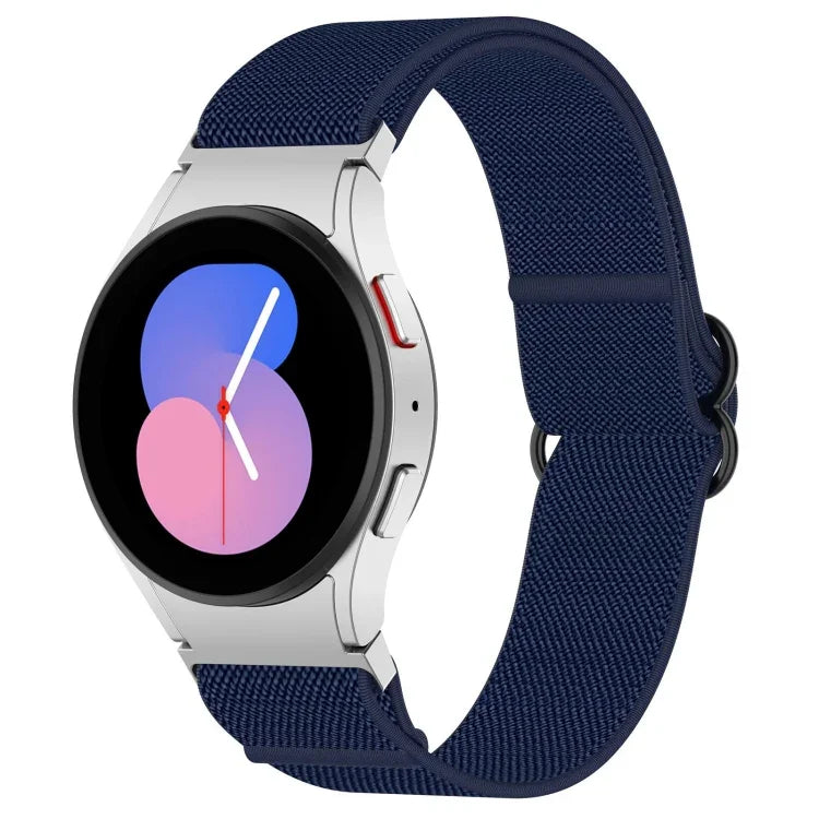 ナイロンストレッチ ブラックバックルウォッチバンド Samsung Galaxy Watch 5 Pro 45mm用、Samsung Galaxy Watch 5 44mm用、Samsung Galaxy Watch 5 40mm用、Samsung Galaxy Watch 4 44mm用、Samsung Galaxy Watch 4 40mm用、Samsung Galaxy Watch 4 Classic 42mm用
