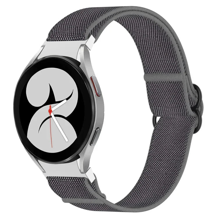 ナイロンストレッチ ブラックバックルウォッチバンド Samsung Galaxy Watch 5 Pro 45mm用、Samsung Galaxy Watch 5 44mm用、Samsung Galaxy Watch 5 40mm用、Samsung Galaxy Watch 4 44mm用、Samsung Galaxy Watch 4 40mm用、Samsung Galaxy Watch 4 Classic 42mm用