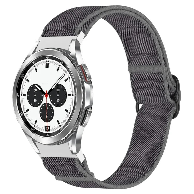 ナイロンストレッチ ブラックバックルウォッチバンド Samsung Galaxy Watch 5 Pro 45mm用、Samsung Galaxy Watch 5 44mm用、Samsung Galaxy Watch 5 40mm用、Samsung Galaxy Watch 4 44mm用、Samsung Galaxy Watch 4 40mm用、Samsung Galaxy Watch 4 Classic 42mm用